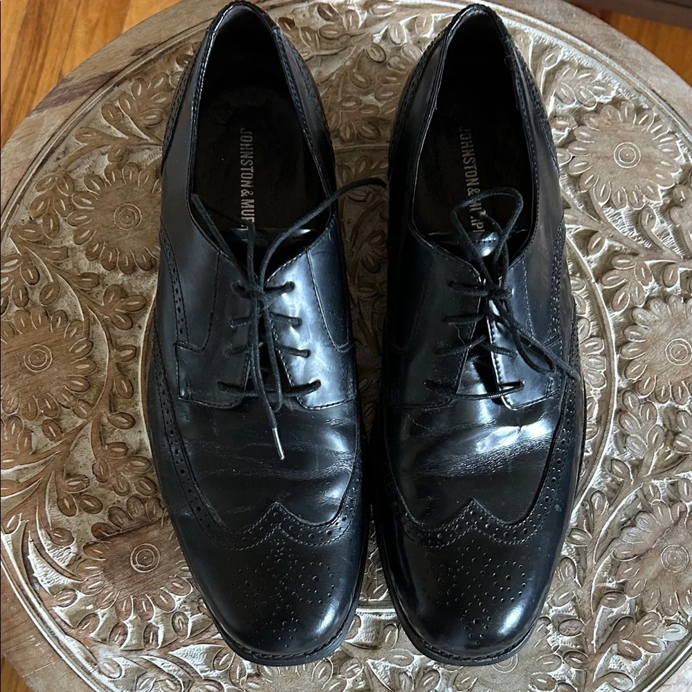 Johnston & Murphy Men’s Classic Wingtips Black Leather Oxfords Size 12M